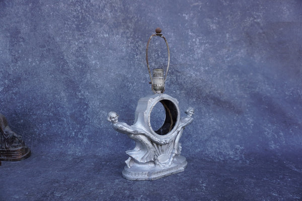 Sculptural Cast Metal Clock/Lamp featuring two Women A3303