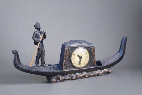 Boy on Gondola, Lanshire Synctime Desk Clock, Non-Working Condition A3307
