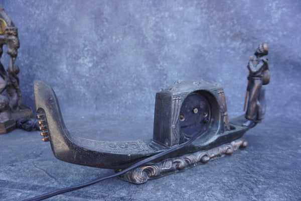 Boy on Gondola, Lanshire Synctime Desk Clock, Non-Working Condition A3307