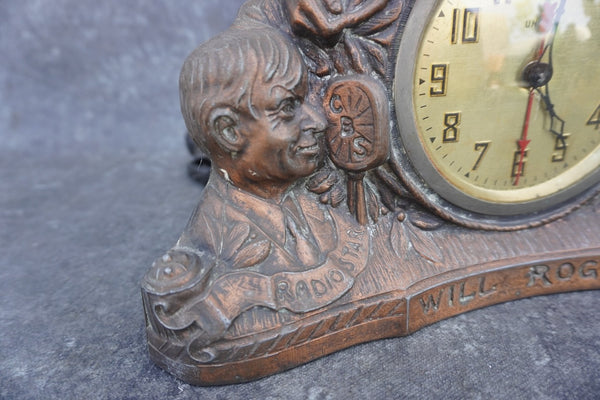 United Clock c.1933 Will Rogers - Radio Star/ Movie Actor A3308