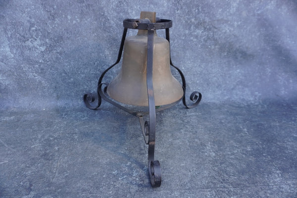 Spanish Revival Bell in Solid Brass on Table Stand 1920s A3324