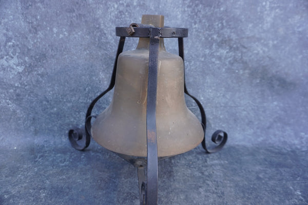 Spanish Revival Bell in Solid Brass on Table Stand 1920s A3324