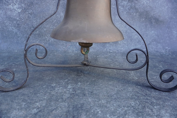 Spanish Revival Bell in Solid Brass on Table Stand 1920s A3324