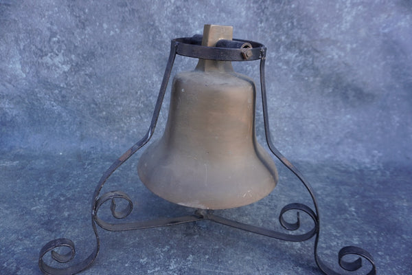 Spanish Revival Bell in Solid Brass on Table Stand 1920s A3324