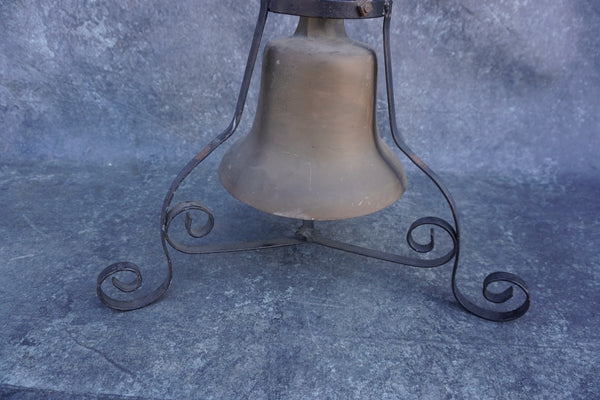 Spanish Revival Bell in Solid Brass on Table Stand 1920s A3324