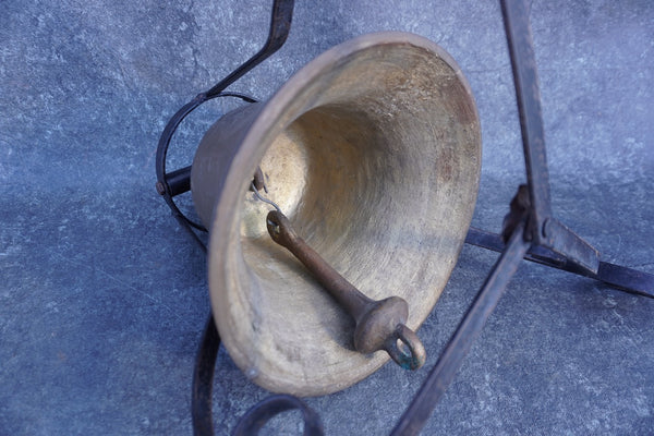 Spanish Revival Bell in Solid Brass on Table Stand 1920s A3324