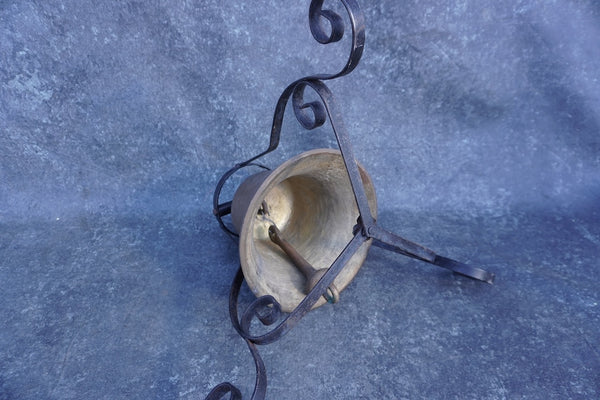 Spanish Revival Bell in Solid Brass on Table Stand 1920s A3324