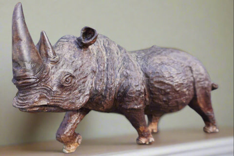 Hand-Carved Ironwood Rhinoceros A3326