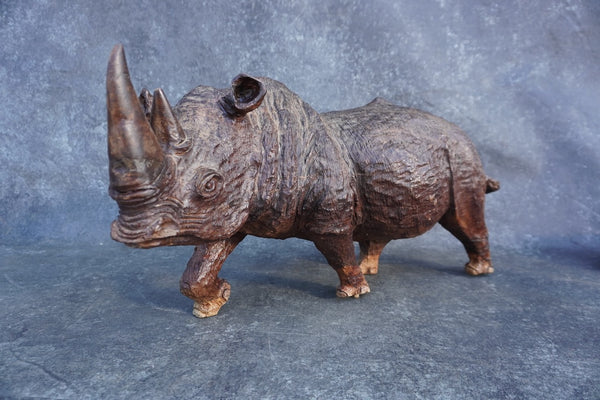 Hand-Carved Ironwood Rhinoceros A3326