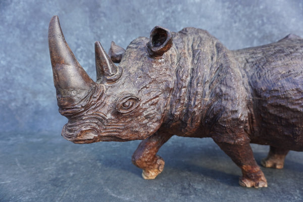 Hand-Carved Ironwood Rhinoceros A3326