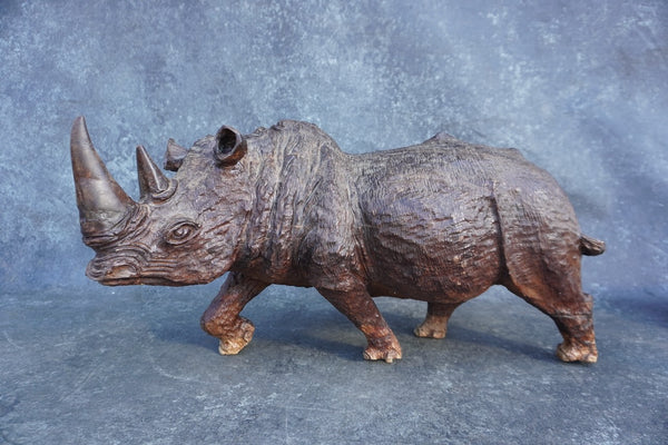 Hand-Carved Ironwood Rhinoceros A3326