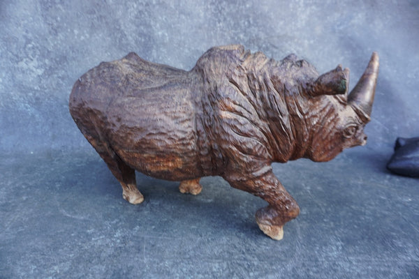 Hand-Carved Ironwood Rhinoceros A3326