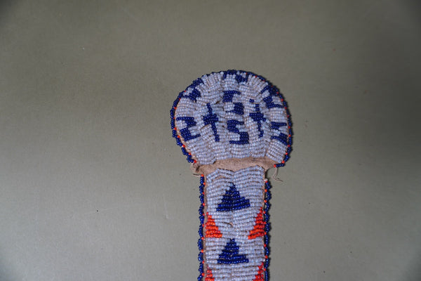 Native American Beadwork Watch Fob Case c 1910 labelled White Chief A3330