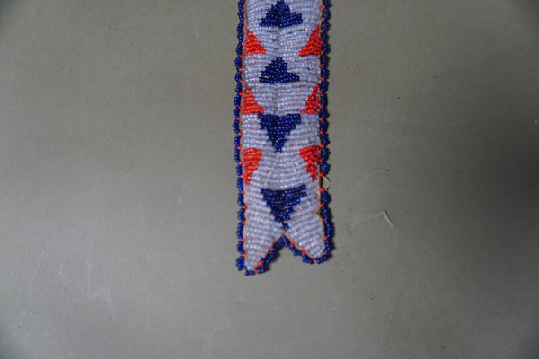 Native American Beadwork Watch Fob Case c 1910 labelled White Chief A3330