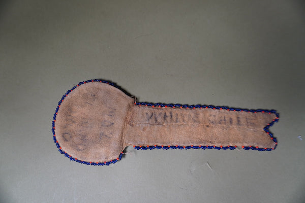 Native American Beadwork Watch Fob Case c 1910 labelled White Chief A3330