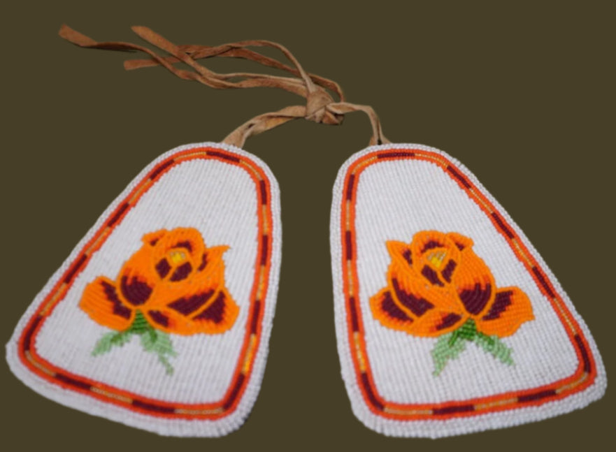 Plains Indian Beaded Rose Tags A3332