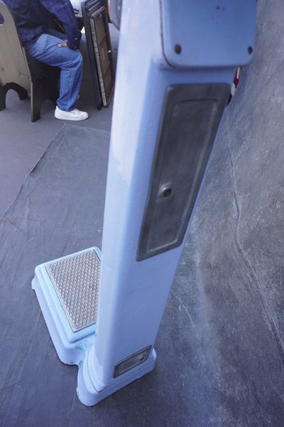 Periwinkle Blue Vintage Coin-operated Standing Scale in Deco Style A3350