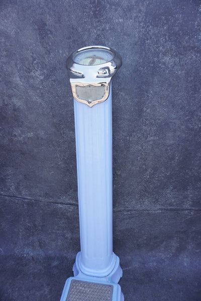 Periwinkle Blue Vintage Coin-operated Standing Scale in Deco Style A3350
