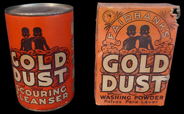 Fairbank's Gold Dust Scouring Cleanser Tin and Washing Powder Carton c 1905 A3360