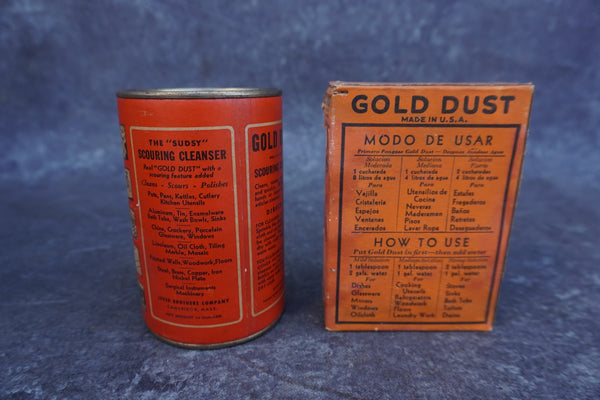 Fairbank's Gold Dust Scouring Cleanser Tin and Washing Powder Carton c 1905 A3360