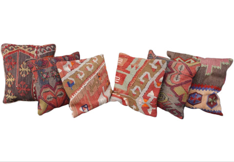 Set of 6 Kilim Rug Throw Pillows A3381