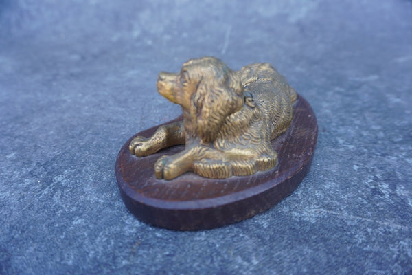 Victorian Spaniel Inkwell in Brass A3390