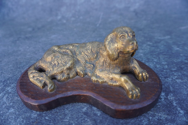 Victorian Spaniel Inkwell in Brass A3390