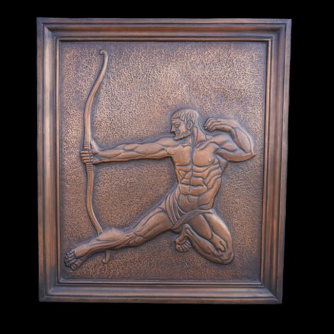 Albert Marschner Gilles - Paris Shooting His Arrow At Achilles - Solid Copper Neo-Classical Relief Panel - A3592