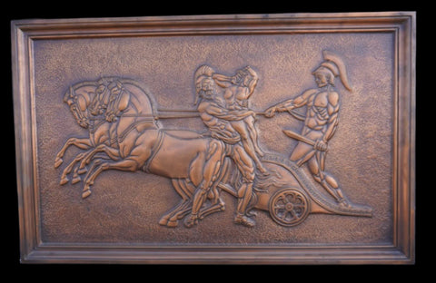 Albert Marschner Gilles - Paris Retrieving Hector's Body - Solid Copper Neo-Classical Relief Panel - A3393