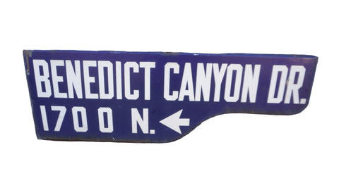 Original Porcelain Street Sign 1930s  – Benedict Canyon Dr, Los Angeles A3403