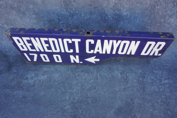 Original Porcelain Street Sign 1930s  – Benedict Canyon Dr, Los Angeles A3403