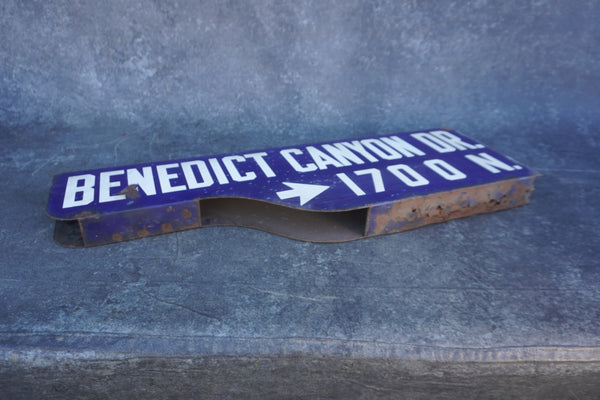 Original Porcelain Street Sign 1930s  – Benedict Canyon Dr, Los Angeles A3403