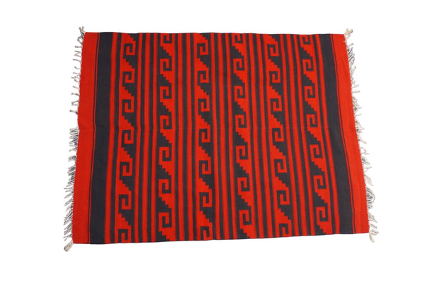Vintage Mexican Red and Black Blanket A3450