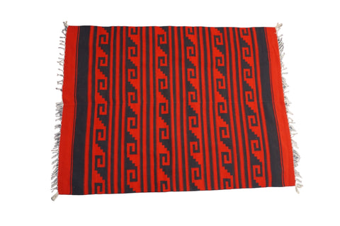 Vintage Mexican Red and Black Blanket A3450