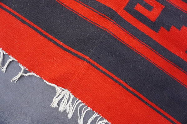 Vintage Mexican Red and Black Blanket A3450