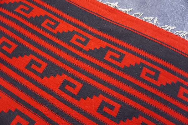 Vintage Mexican Red and Black Blanket A3450