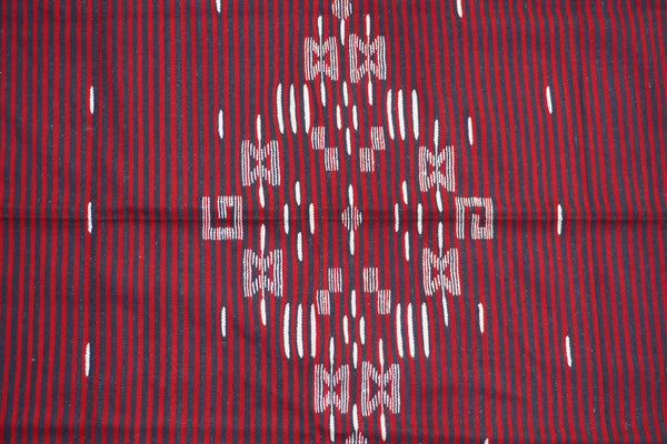 Vintage Mexican Red and Black Striped Rug A3457