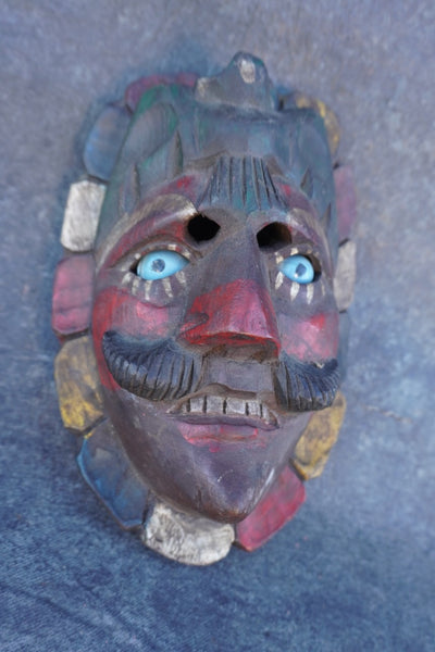 Antique Folk Art Carved Wood Mask A3476