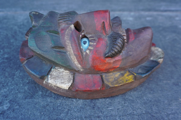 Antique Folk Art Carved Wood Mask A3476