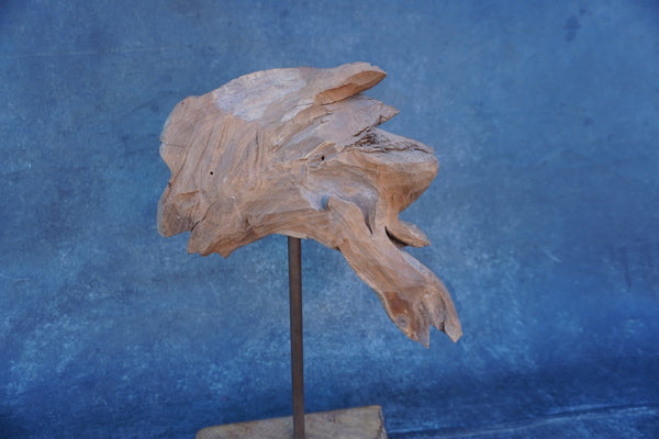 Native American Carved Wood Chief Sculpture A3477