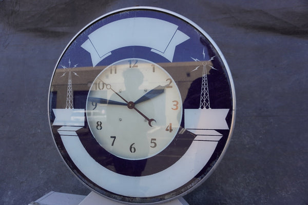 Vintage RKO Studio Light-Up Advertising Clock A3488