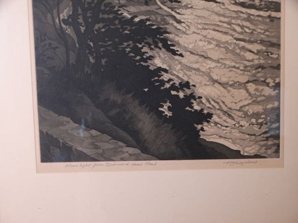 Huc-Mazelet Luquiens Moonlight From Diamond Head Road 1933 Etching AP1751