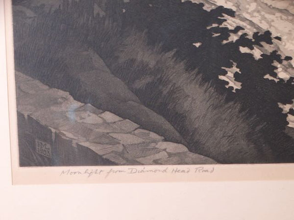 Huc-Mazelet Luquiens Moonlight From Diamond Head Road 1933 Etching AP1751
