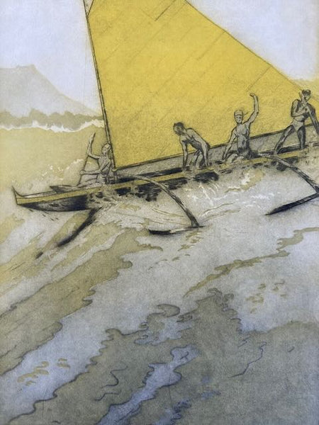John Melville Kelly (1879-1962) - Big Surf at Waikiki 1940 - Print AP1759