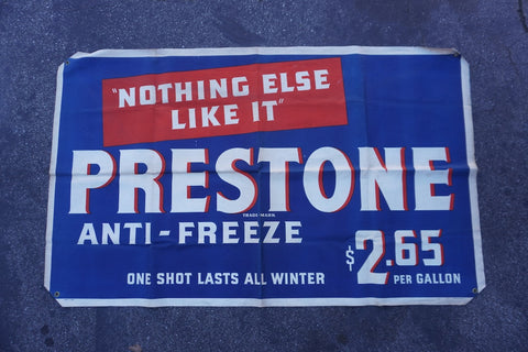 Prestone Anti-Freeze c1933 Canvas Litho Sign AP1797