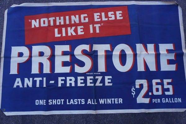 Prestone Anti-Freeze c1933 Canvas Litho Sign AP1797