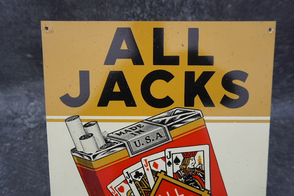 All Jacks *Hard to Beat" Cigarettes Tin Litho Sign AP1798