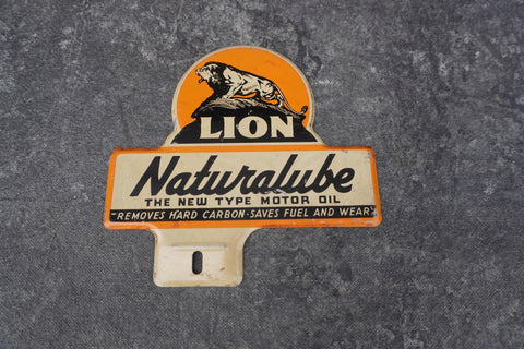 Lion Naturalube Tin Litho License Plate Topper AP1802