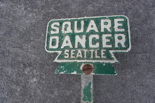 Square Dancer Seattle Tin Litho License Plate Topper  AP1807