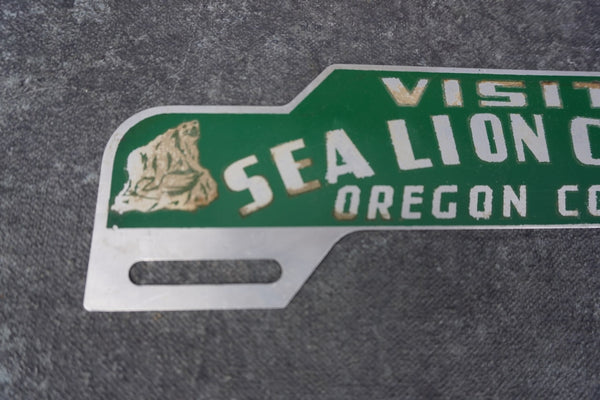 Visit Sea Lion Caves Oregon Coast Tin Litho License Plate Topper  AP1809